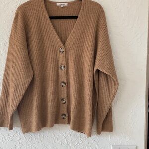 Madewell Camel Ribbed Cardigan Sweater